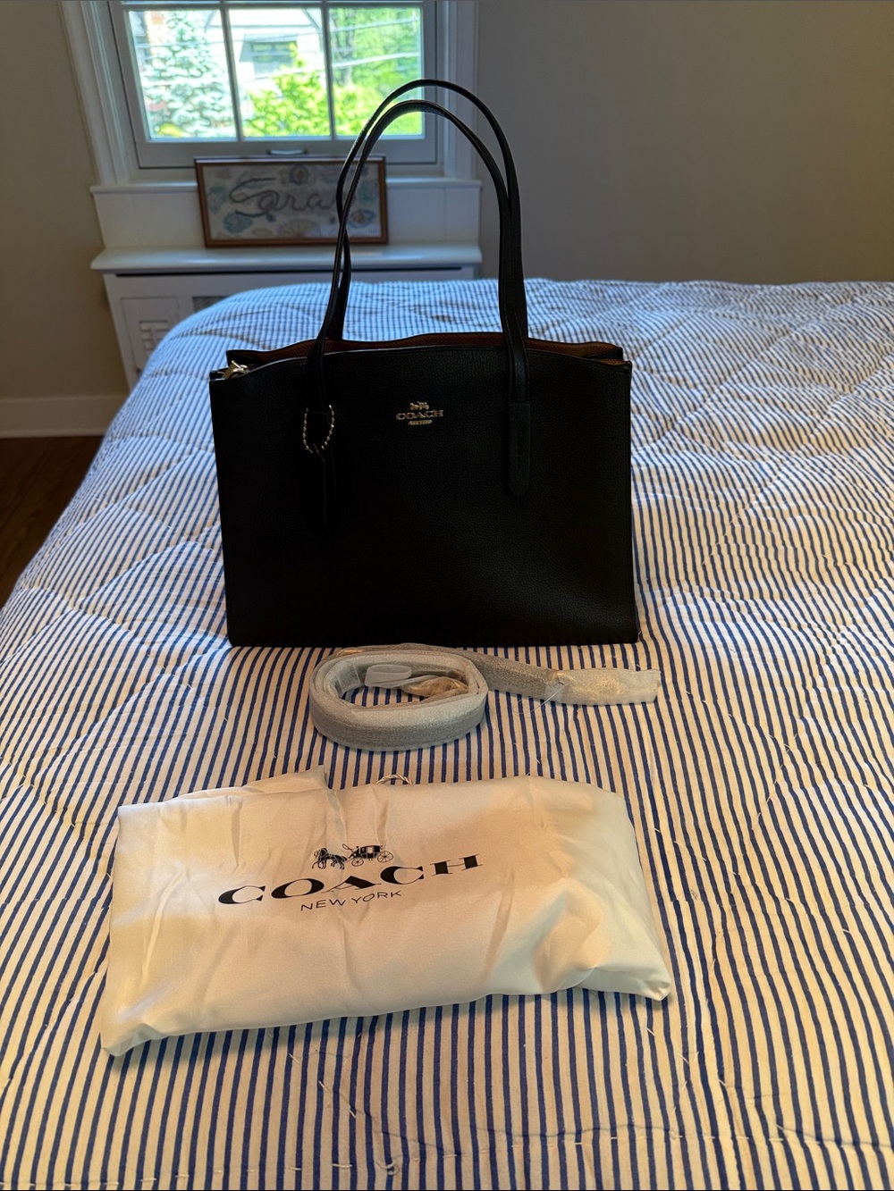 Coach Black Pebble Leather Tote with Adjustable Strap - like new.